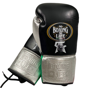 Guantes Profesionales Hechos a Medida, Sin Boxeo No Hay Vida, Cierre con Cordones, Muay Thai para Adultos y Artes Marciales, Personalizados, 100% Cuero Genuino - Product Image 1
