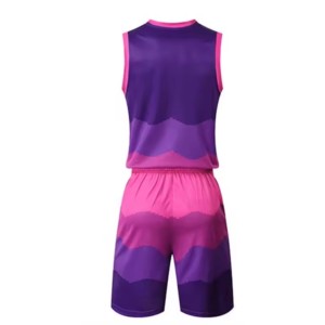 Unisex Gradient for <b>Pink</b> Basketball Jersey Set Sleeveless Moisture Wicking Breathable Windproof Elastic Waist Custom Sport - Product Image 3