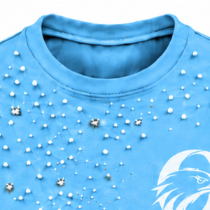 Unisex <b>Sky</b> <b>Blue</b> Pearl Studded T Shirt Trendy Round Neck Short Sleeve Pearl Beaded Fashion <b>Top</b> for Everyday Wear and Party Outfit - Product Image 3