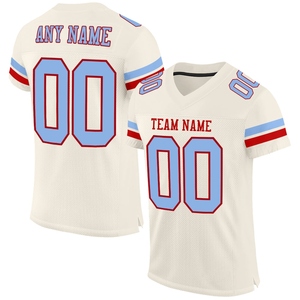 Wholesale Direct OMMIZ INDUSTRY Custom Light <b>Blue</b>-Red <b>Mesh</b> Authentic Football Jersey - Product Image 1