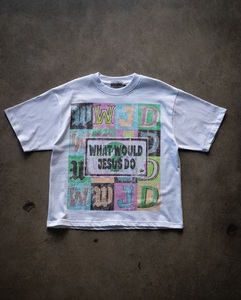 เสื้อยืดโอเวอร์ไซส์ลายกราฟิกสีน้ำเงินสำหรับผู้ชาย ผ้าฝ้าย 100% สไตล์สตรีทแวร์ วินเทจ ล้างสี พิมพ์ลาย เสื้อยืดลำลอง ใส่ได้ทั้งชายและหญิง สำหรับฤดูร้อน - Product Image 1