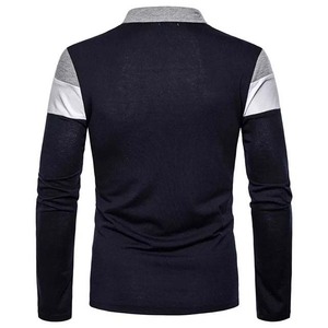 Camiseta Polo de Manga Larga para Hombre Aster Corporation, Diseño Color Block, Rojo, Azul Marino y Blanco, Cuello Camisero, Corte Ajustado, Estilo Rugby, Ropa Deportiva - Product Image 4
