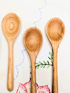 Cucharas de Madera de Haya Natural Hechas a Mano, Cucharas de Madera Maciza para Cocinar, Servir y Mezclar, Acabado Liso, Utensilios de Cocina para el Hogar, Venta al por Mayor - Product Image 3
