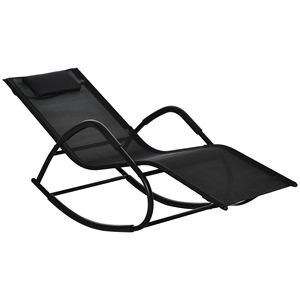 Sdraio a dondolo moderna nera a gravità zero per esterni, sedia da patio per prendere il sole a bordo piscina, arredo da giardino - Product Image 1
