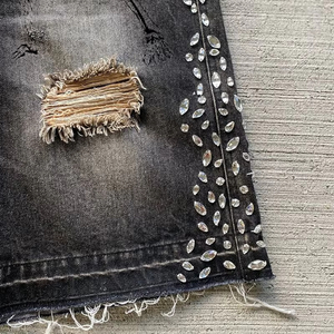 Shorts en jean pour hommes avec strass, nouvelle mode tendance 2025, couleur personnalisée OEM, vente en gros, vêtements pour hommes de haute qualité - Product Image 5