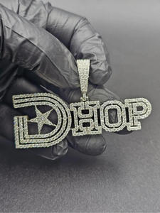 "DHOP " Name Pendant <b>Iced</b> <b>Out</b> Moissanite Diamond Hip Hop <b>Chain</b> Custom Bling Jewelry Gift For Men Women - Product Image 1