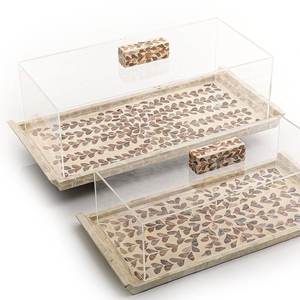 Support à gâteau en nacre au design personnalisé, base élégante en mosaïque de coquillages avec couvercle anti-poussière, parfait pour les pâtisseries - Product Image 4
