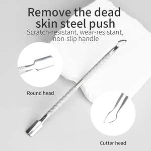 Removedor de Piel Muerta Desechable de Doble Punta OEM, Empujador de Cutículas de Acero Inoxidable, Juego de 2 Piezas para Arte de Uñas ANAAIF - Product Image 5