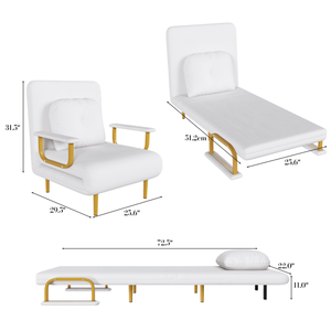 3 in 1 Convertible Folding Sofa <b>Bed</b> 5 Position Adjustable Backrest Pillow <b>Space</b> <b>Saving</b> Living Room Sleeper Chair - Product Image 2