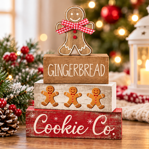 Decoraciones Navideñas de Madera para Mesa, Letreros Rústicos en Capas, Camión de Papá Noel de Jengibre, Adornos Festivos para Escritorio, Decoración del Hogar - Product Image 1