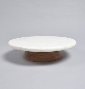 Centerpiece High Quality <b>Marble</b> Acacia Wood <b>Cake</b> <b>Stand</b> Platter Modern <b>Marble</b> <b>Cake</b> <b>Stand</b> With Wooden Base - Product Image 4