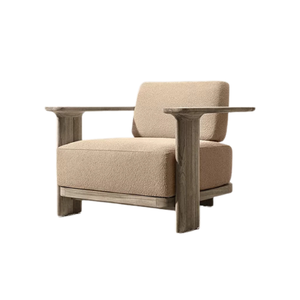 Sillón de Exterior Contemporáneo de Teca Sólida con Acabado Oscuro, Base Gruesa y Resistente, Cojín Confortable, Muebles de Lujo para Villa - Product Image 3