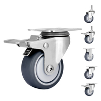 Roulettes industrielles pivotantes en acier inoxydable de 2 pouces (50 mm) avec frein, roulement à billes, pour chariot, personnalisables OEM