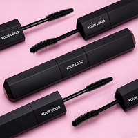 Mascara double tête 2 en 1, tube hexagonal gris, waterproof, volumisant, allongeant et recourbant, marque privée OEM
