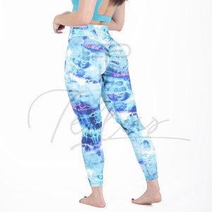 High Waist Tie Dye Leggings Full Length Stretch Breathable Sporty Women's Leggings High Waist Tie Dye Leggings - Product Image 3