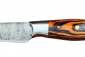 Cuchillo de Cocina Multiusos de Acero de Damasco Forjado a Mano con Mango de Madera Pakka Multitono - Product Image 3
