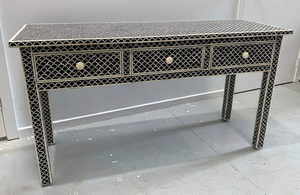 Mesa Consola Moderna de 3 Cajones con Patrón de Peces e Incrustaciones de Hueso, Decoración de Lujo para el Hogar, Hotel, Villa, Almacenamiento para Habitaciones - Product Image 2