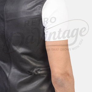 Chaleco de Cuero de Gamuza Gris Personalizado para Hombre, Cierre de Cremallera Doble, Corte Ajustado, Cuello Alto, Estilo Casual - Product Image 3