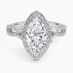 Anillo BOJ 0123 con Corte Marquesa, Plata 925, Anillo Solitario de Diamante con Engaste Floral de Lujo, 2ct, Color D, VVS1, Moissanita, Certificado GRA - Product Image 1