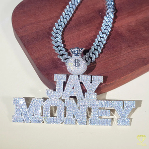 จี้เพชรโมอิสซาไนต์สุดเทรนดี้ "JAY MONEY" พร้อมสร้อยคิวบาลิงค์แบบฮิปฮอปสำหรับผู้ชายและผู้หญิง - Product Image 4