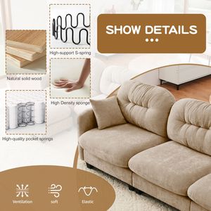 Elegante Divano a Due Posti Cloud, Divano Componibile in Ciniglia Trapuntata, Design Ergonomico in Schiuma ad Alta Densità, Comodi Divani per Soggiorno - Product Image 6