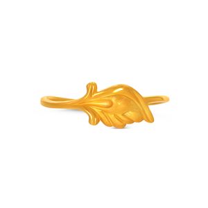 Anillo Elegante de Pluma y Hoja en Oro Amarillo Sólido de 10K para Mujer, Joyería Fina, Fabricante Mayorista para Exportación - Product Image 3