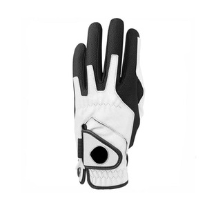 Gant de golf Ikhlas Sports pour homme en cuir véritable jaune et blanc, avec fermeture auto-agrippante, maille respirante, antidérapant et doux - Product Image 4