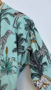 Peignoir de spa en coton gaufré à motif floral unisexe - Product Image 5