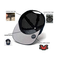 Gorra Trucker Personalizada para Hombre, 5 Paneles, Parche de PVC con Logotipo, Perforaciones Cortadas con Láser, Impermeable, Estilo Polo, Cierre a Presión, Deportiva