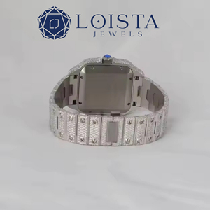 Reloj de Lujo Cuadrado de Acero Inoxidable con Brazalete de Diamantes de 20 mm, Cierre Plegable, Movimiento de Cuarzo Unisex - Product Image 3