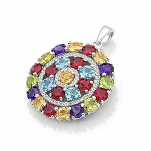 Rhaya Jewels – pendentif fleur en pierres précieuses naturelles pour femmes, 100% naturelles, plaqué rhodium, argent sterling, modèle minimaliste, cadeau raffiné - Product Image 3