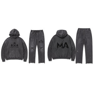 Conjunto Deportivo Plum Washed con Capucha, Estilo Vintage, 100% Algodón, Streetwear, 450 Gsm, Corte Adulto - Product Image 4