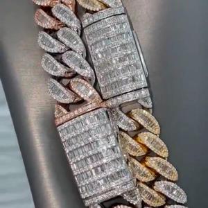 Chaîne cubaine en argent sterling 925 plaqué or avec moissanite, bijoux hip-hop tendance, collier de fête pour hommes et femmes - Product Image 1