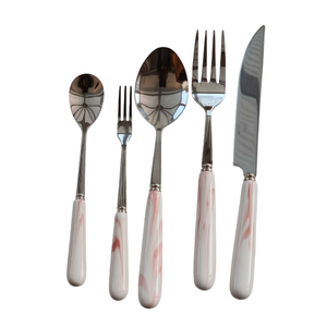 Ensemble de couverts minimalistes en métal avec manches en bois, finition miroir haute brillance, compatibles lave-vaisselle, pour la restauration et l'usage domestique - Product Image 3