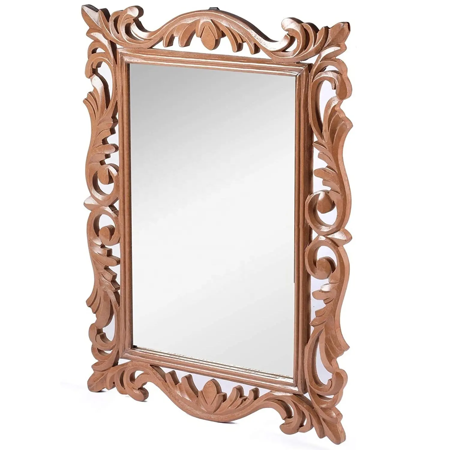 Miroir mural décoratif Vintage de Style Antique, 1 pièce, avec bordure florale élégante, Premium en bois pur, pour votre coiffeuse