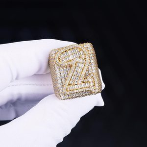 Iced Out Custom Number 2 Sterling Silver Cocktail VVS Moissanite Diamond Pave Setting Hip Hop <b>Statement</b> <b>Ring</b> Unisex Wear - Product Image 2