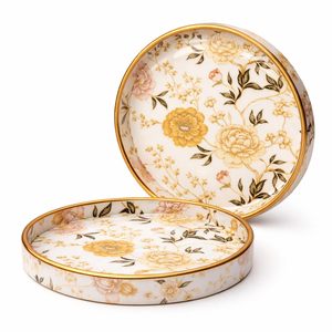 VEDELA NATURALS Modern Floral Wooden MDF Multi-functional Glossy Desk Serving Plate Beverage Storage <b>Portable</b> <b>Table</b> Organizer - Product Image 1