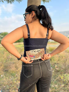 กระเป๋าคลัทช์ขนหนังวัวแบบโบราณใส่มือสไตล์วินเทจทำด้วยมือสไตล์ตะวันตกพร้อมช่องใส่เงินบัตร - Product Image 3