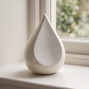 Urne Cendrier Icône Gouttelette en Métal Blanc avec Profil Sculptural Courbé, Finition Brillante Douce, Incrustation Décorative et Rangement pour Cendres Commémoratives - Product Image 2