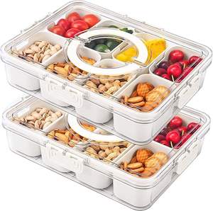 Divided <b>Fridge</b> <b>Storage</b> <b>Boxes</b> With Serving Veggie Tray with Lid and Handle <b>Fridge</b> Organizer with Compartment <b>Fridge</b> <b>Storage</b> - Product Image 1