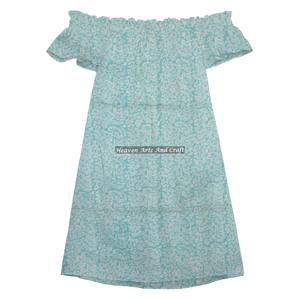 Vestido Corto con Hombros Descubiertos Hecho de Algodón de Alta Calidad, Suave y Cómodo, Vestido de Playa para el Verano 2026 con Estampado a Mano - Product Image 3