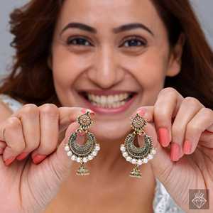 Pendientes de perlas PRAO Chandbali Jhumki - Product Image 1
