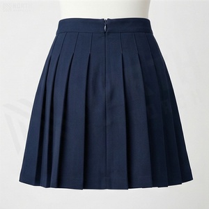 Jupe plissée courte pour femme, couleur unie bleu marine, taille normale, style confortable pour toutes les saisons - Product Image 2