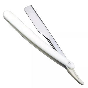 Rasoir de barbier professionnel en acier inoxydable avec manche en bois couleur acier, design à bord droit pour le rasage de la barbe, logo personnalisé - Product Image 2