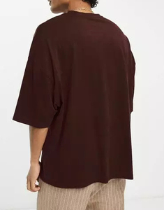 T-shirt en toile bleu roi pour homme, coupe classique, manches courtes, col rond, décontracté, couleur unie, tricoté, anti-rétrécissement, 300g, logo frontal - Product Image 6