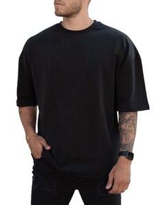 T-shirt pour homme en coton 100% à épaules tombantes, 180 grammes, style décontracté chic, impression de logo sur le devant, tissu tricoté, sérigraphie - Product Image 3