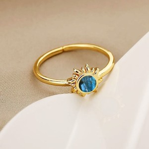 Minimalist 6 MM <b>Labradorite</b> Round Sunburst Designer <b>Ring</b> - Gold Plated Handmade <b>Ring</b> - Product Image 3