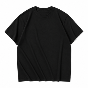 T-shirt noir surdimensionné en maille pour homme, manches courtes, col rond, motif à pois imprimé, jersey décontracté 100% coton, style streetwear, OEM - Product Image 6