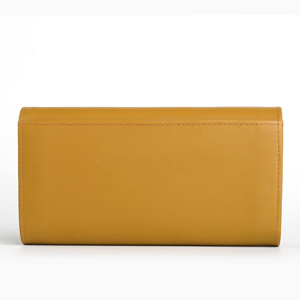 Cartera Larga de Cuero Genuino Unisex, Cierre de Cremallera Minimalista, Gran Capacidad, Uso Diario, Color Amarillo Mostaza - Product Image 2