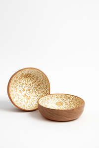 Bol en bois fait main avec motif treillis marocain bleu, intérieur émaillé, art géométrique islamique, vaisselle décorative, cadeau - Product Image 6